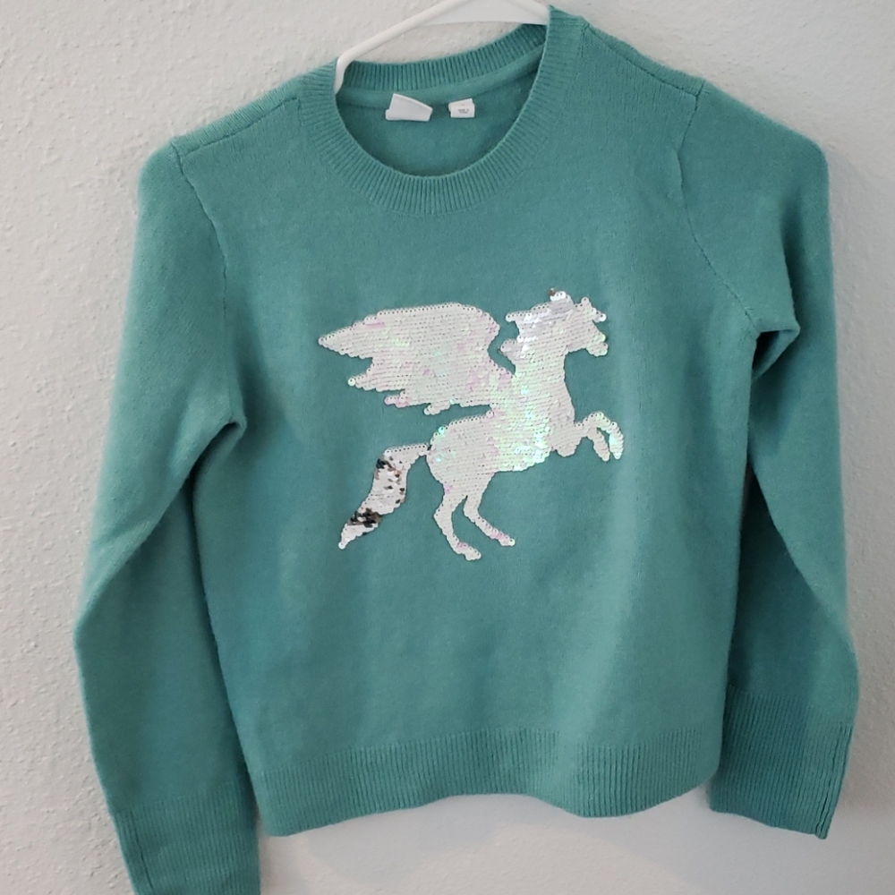 Unicorn flip sequin sweater from Gap, girls L